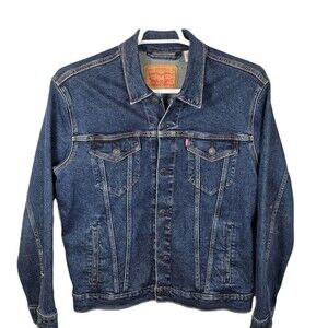 Levi's Men's Large Dark Blue Denim Long Sleeve Trucker Jacket